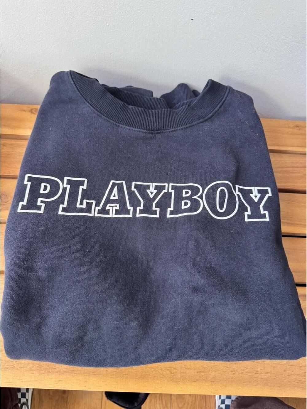 Playboy x PacSun Black Pullover Sweatshirt Cotton Graphic Crew Neck Large Unisex